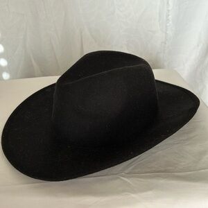 Unbranded unisex black wool and felt cowboy western hat.